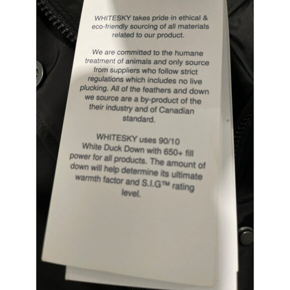 Whitesky $850 Premium Down Long Puffer Coat XS Black Water-Resistant NWT - Picture 7 of 11